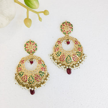 Multi Jadau Pearl Chand Bali Earrings Zayn Luxury Jewellery